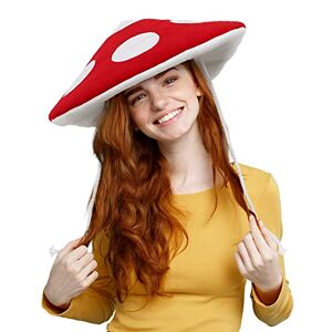 DigiTizerArt ComfyCamper Mushroom Hat Costume Fedora Hat Red Cap Femmes Filles Adultes Cosplay Roleplay Halloween (For-Adulte) - Publicité