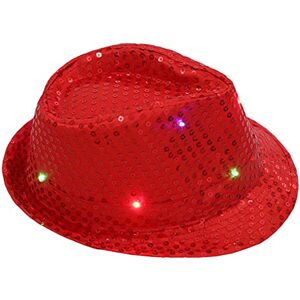 Generic Chapeau de jazz lumineux à paillettes avec LED, Rouge, taille unique - Publicité