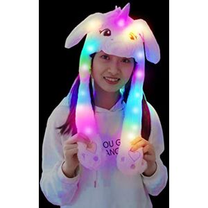 wgde toy Oreille Jumping Hat Fun Unicorn Peluche Chapeau Age 3-4 5 6 7 8 9 10 11 12 Fille Garçon Âge Enfant Jouet Cadeau, Cosplay Chapeau De Noël Fête d'anniversaire Fête - Publicité