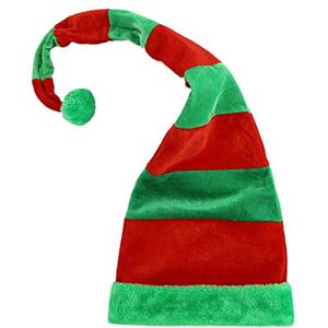 inlzdz Chapeau de Noël Long Chapeau d'Elfe Lutin du Père Noël Chapeau de Noël Bicolore pour Enfant/Adulte Bonnet de Père Noël Rayé avec Fil de Fer Pompom Vert&Rouge Taille Unique - Publicité