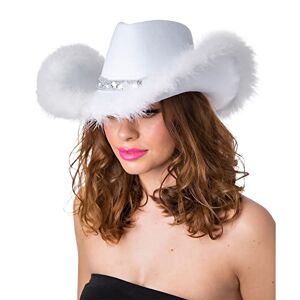 Wicked Costumes Chapeau de cowboy texan adulte Accessoire de fête (paillettes blanches et plumes) - Publicité
