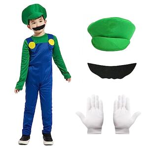 Alaiyaky Costume Mario et Luigi pour adultes et enfants, costume de mario,  super plombier, tenue de cosplay Mario Bros, tenue de cosplay avec chapeau