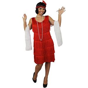 I LOVE FANCY DRESS Déguisement pour adulte de luxe une robe rouge charleston à franges + une écharpe en fausse fourrure + un fume cigarette une fausse cigarette. XL - Publicité