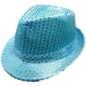 CHICTRY Chapeau de Jazz, Enfants Adultes Coloré Sequin fedora's Pare-Choc Pack Fête pour Disco Fête Anniversaire 54CM/ 58CM 58cm Bleu Ciel Taille unique - Publicité