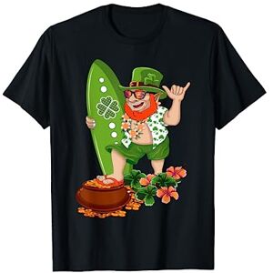 St Patricks Day Hawaiian Surfer Shaka Aloha Shirt St Patricks Day Green Hawaiian Irish Leprechaun Surfer Shaka T-Shirt - Publicité