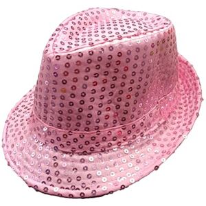 CHICTRY Chapeau de Jazz, Enfants Adultes Coloré Sequin fedora's Pare-Choc Pack Fête pour Disco Fête Anniversaire 54CM/ 58CM 58cm Rose Taille unique - Publicité