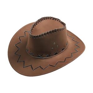 Ianulus Chapeau de Cowboy, Chapeau de Cowboy à Large Bord, Chapeaux de Cow-Girl Occidentaux, Chapeau de Cowboy en Cuir pour Enfants Adulte Cosplay Chapeau de Soleil en Plein Air (S（54-56cm）, Marron clair) - Publicité