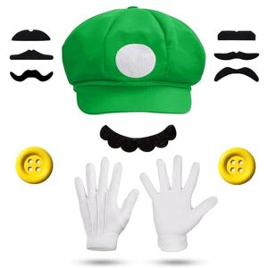 Atuoxing Casquette Mario Luigi, Deguisement Mario pour Enfant Adulte, Costume de Mario Luigi pour Carnaval Cosplay (vert) - Publicité