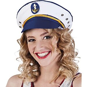 Boland 81025 Bonnet Capitaine Jody pour adulte Taille 57-61 Marine, Marine, Marine, Marin, Marin, Coquin, Accessoire Fête à thème, Carnaval Blanc - Publicité