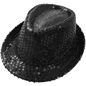 CHICTRY Chapeau de Jazz, Enfants Adultes Coloré Sequin fedora's Pare-Choc Pack Fête pour Disco Fête Anniversaire 54CM/ 58CM Noir Taille unique - Publicité