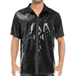 Générique Chemise Homme Chemise Disco à Volants, Orange, pour Hommes, déguisement, t-Shirt de fête, Schlagermove, années 70, fête de thème, Carnaval B04 - Publicité