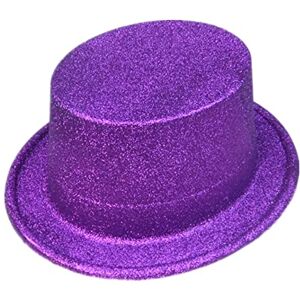 Achlibe Chapeaux hauts pour adultes Chapeau de smoking à paillettes Chapeau de magicien Unisexe Violet Taille unique - Publicité