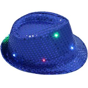 Generic Chapeau de jazz lumineux à paillettes avec LED, bleu, taille unique - Publicité