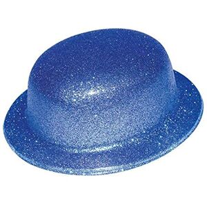 P'tit Clown 63544 Chapeau Plastique Melon Adhésif Bords Arrondis Paillettes Bleu - Publicité