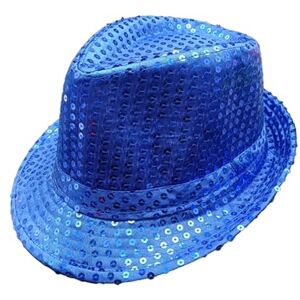 CHICTRY Chapeau de Jazz, Enfants Adultes Coloré Sequin fedora's Pare-Choc Pack Fête pour Disco Fête Anniversaire 54CM/ 58CM 58cm Bleu Taille unique - Publicité