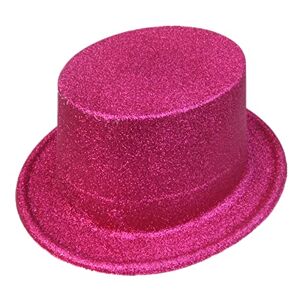 Achlibe Chapeaux hauts pour adultes Chapeau de smoking à paillettes Chapeau de magicien Unisexe Rose rouge Taille unique - Publicité