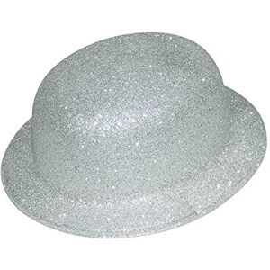 P'tit Clown 63541 Chapeau Plastique Melon Adhésif Bords Arrondis Paillettes Argent - Publicité