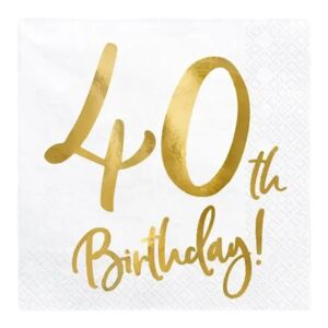 Party Deco Serviette en papier 40th Birthday (Lot de 20) - Publicité