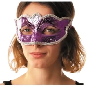 Party Pro Masque Venitien Burlesque Violet Avec Contour Argent