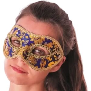 Party Pro Masque Venitien Bleu & Or