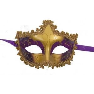 Party Pro Masque Venitien Or et Violet