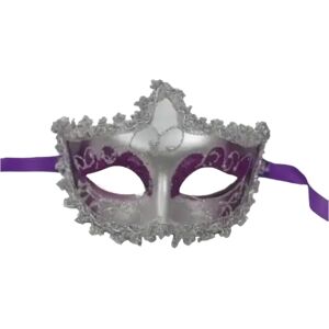 Party Pro Masque Venitien Violet Avec Contour Argent