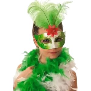 Party Pro Masque Venitien Avec Plume Vert