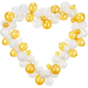 Party Deco Guirlande de ballons + Support - Coeur Blanc & Or - 160cm