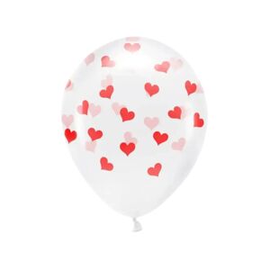 Party Deco Lot 6 Ballons Transparent - Coeur Rouge - 100% BIODÉGRADABLE - Publicité
