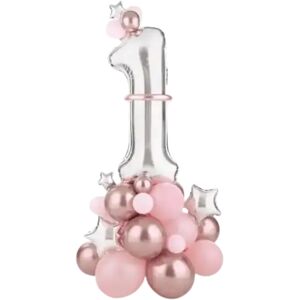 Party Deco Bouquet de Ballons Geant - Chiffre 1 Rose - 90x140cm