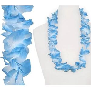 Collier Hawaïen a Fleurs Bleu et Blanc