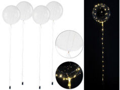 Infactory Pack de 4 ballons transparents Ø env. 20 cm avec guirlande à 40 LED -Blanc chaud