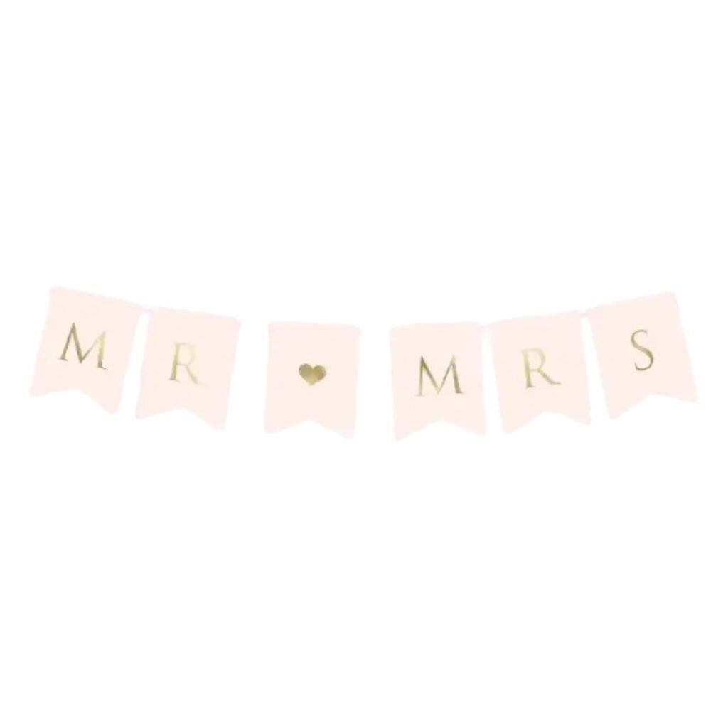 Party Deco Bannière Mr Mrs, rose clair