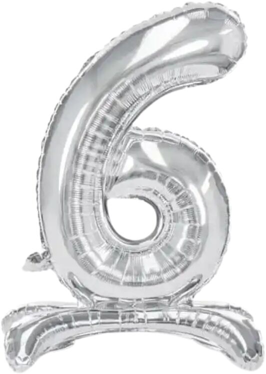 party deco Ballon anniversaire chiffre 6 sur pieds Argent 70cm