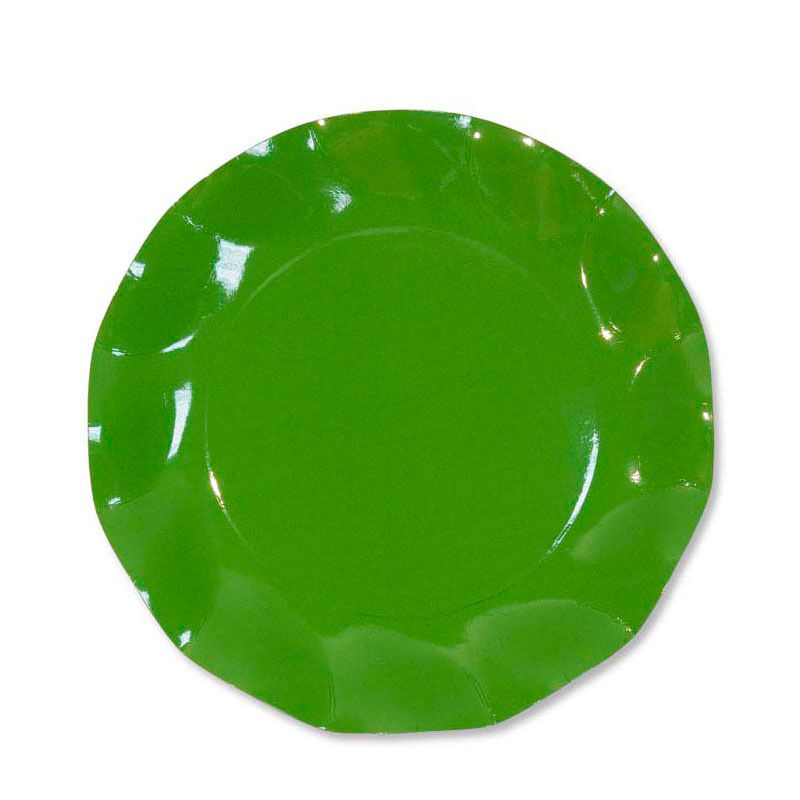 Unique 10 grandes assiettes rondes en carton vert pré PARTY LINE 27 cm