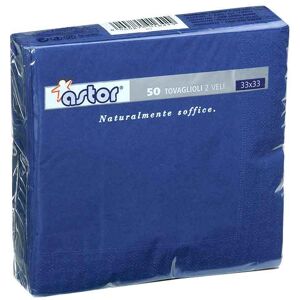 Goldplast 50 Tovaglioli Di Carta Ovatta Colorati 2 Veli 33x33 Cm Astor Blu