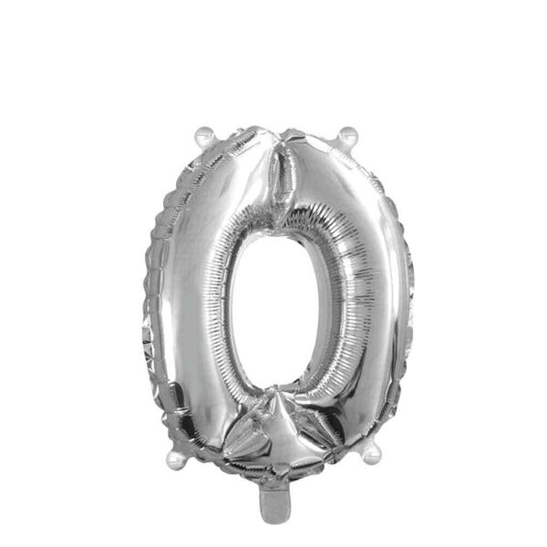 graziano palloncino mylar numero 0 argento medio 14'' 35 cm