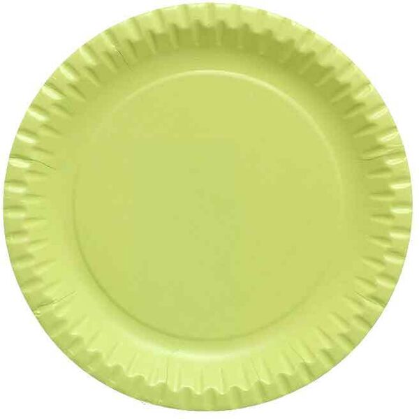 10 piatti di carta verde acido in cartoncino per feste dopla party Ø23 cm