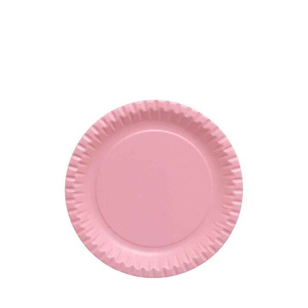 10 piattini di carta rosa in cartoncino per feste dopla party Ø18 cm