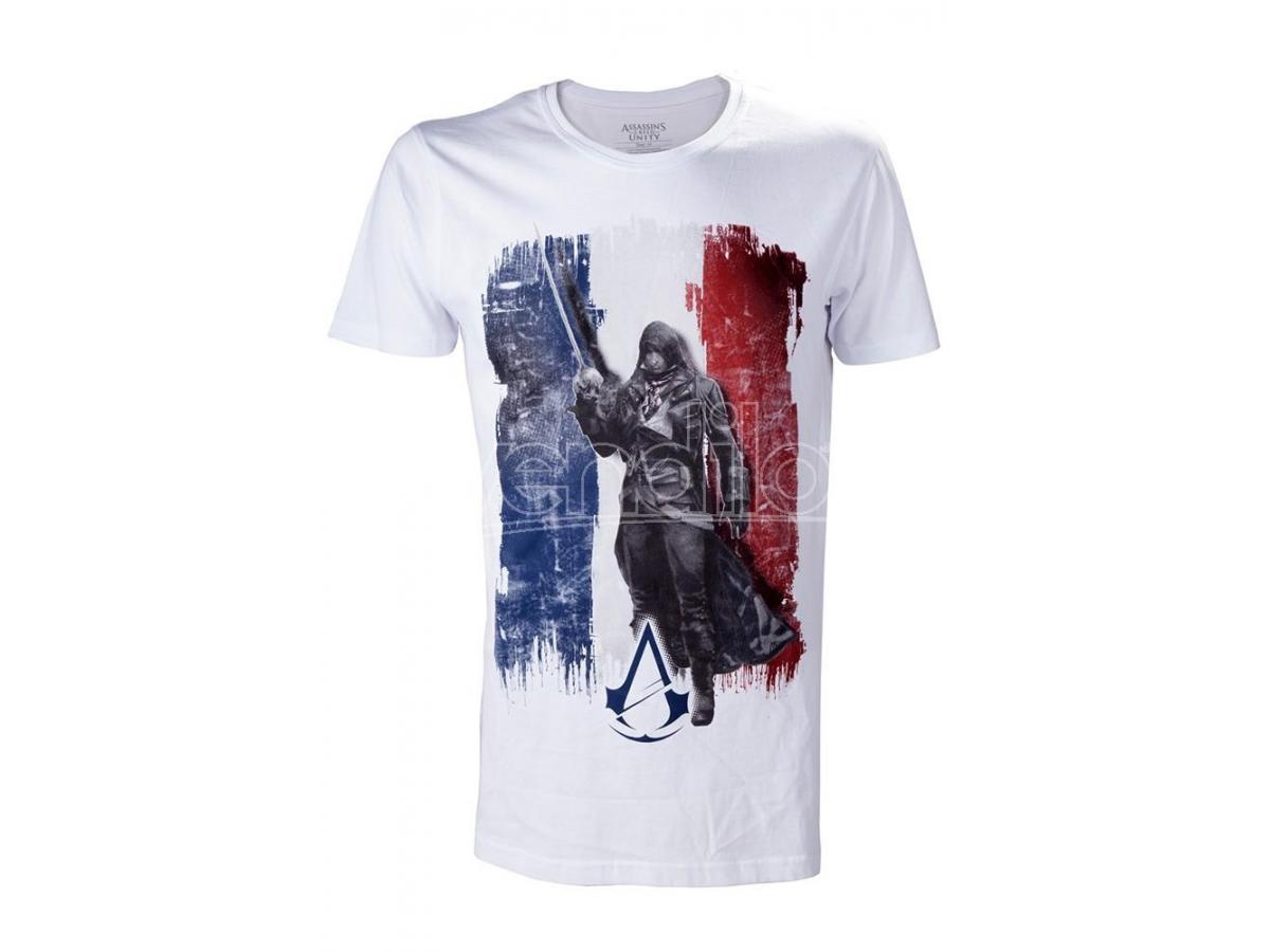 BIOWORLD T-Shirt Assassin Creed Arno Frnch Bandiera White Taglia M T-Shirt