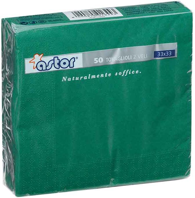 50 Tovaglioli Di Carta Ovatta Colorati 2 Veli 33x33 Cm Astor Verde