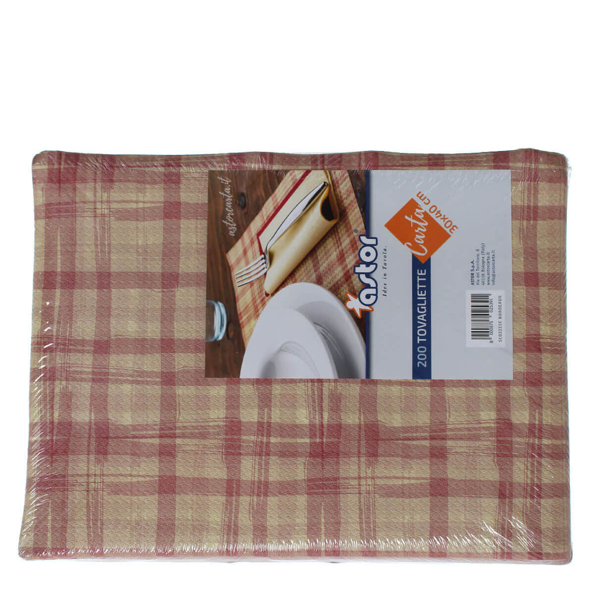 Astor 200 Tovagliette Americane Da Tavola Usa E Getta 30x40cm Scozzese Bordeaux