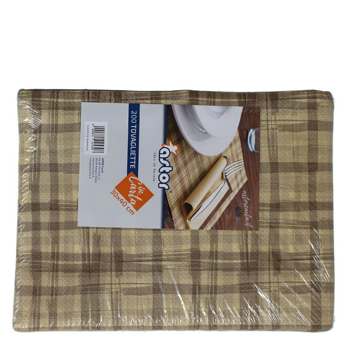 Astor 200 Tovagliette Americane Da Tavola Usa E Getta 30x40cm Scozzese Marrone