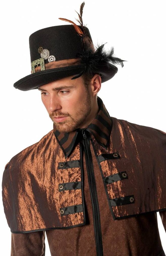 Steampunk hoed met veren