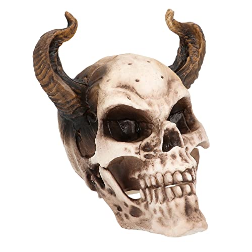 Boland 73082 Schedel duivel decoratie, 20 cm, decoratie figuur, schedel met horens, decoratie, halloween decoratie, feest decoratie