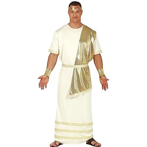 Fiestas GUiRCA Herenkostuum Griekse god – Romeins toga goud en wit – Grieks kostuum voor heren, maat M 48-50
