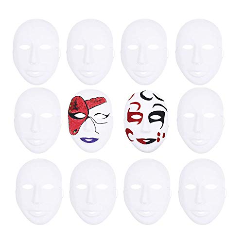 Ritte 12 Stuks Wit Masker, Gratis Ontwerpmasker, Wit Volgelaatsmasker Voor Cosplay Dansfeest, Gewone Maskerade, Doe-Het-Zelfdecoratie, Handgeschilderd Masker (Meisjesstijl)