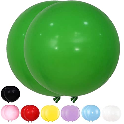 DIWULI Groene Ballonnen XXL Ballonnen Groot, XXL Ballon 2 Stuks, Reuzenballonnen XXL Ballon, Grote Ballonnen Reuzenballon, Ballon voor het vullen Verjaardag Bruiloft Feestdecoratie