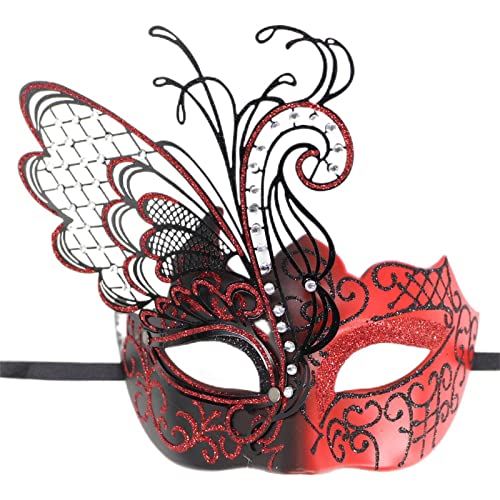 ONDIAN Maskerade masker maskerade dansmasker Halloween feestmasker voor feest cosplay (kleur: rood, maat: gratis)