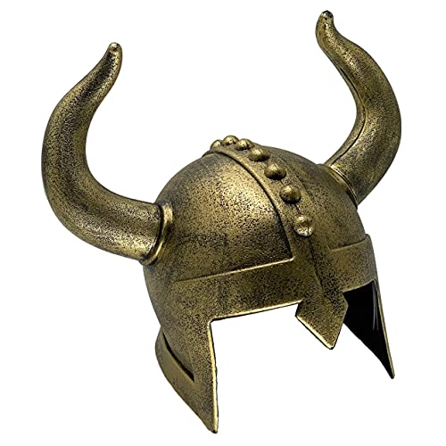 LOOYAR Volwassen Middeleeuwen Middeleeuwen Middeleeuwen Gehoornde Viking Helm Berserker Soldier Warrior Kostuum Hoed voor Battle Play Halloween Cosplay Brons